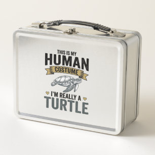 Funny Turtle Costume Vintage Engraving Design_1 Metal Lunch Box