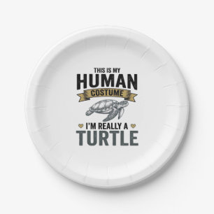 Funny Turtle Costume Vintage Engraving Design_1 Paper Plate