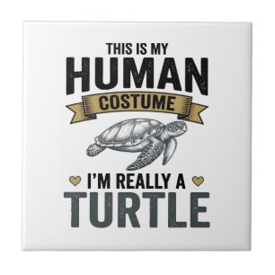 Funny Turtle Costume Vintage Engraving Design_1 Tile