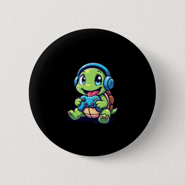 Funny Turtle Gamer Gaming Turtles Video Game (1) 6 Cm Round Badge (Front)