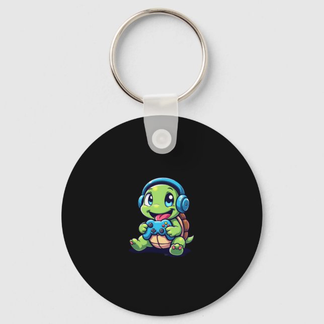 Funny Turtle Gamer Gaming Turtles Video Game (1) Key Ring (Front)