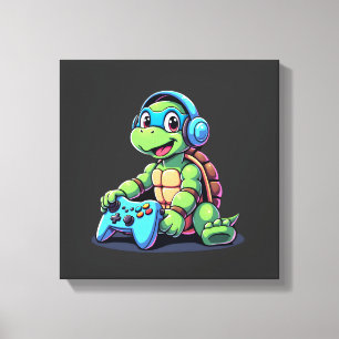 Funny Turtle Gamer Gaming Turtles Video Game (2) Canvas Print