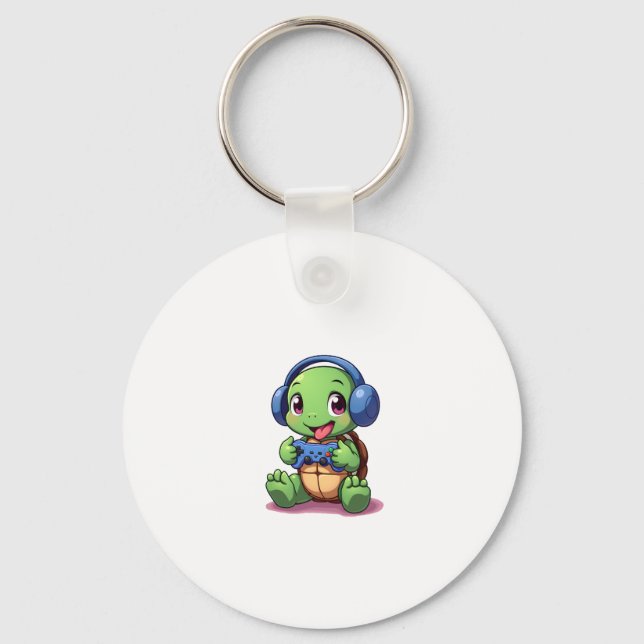 Funny Turtle Gamer Gaming Turtles Video Game (2) Key Ring (Front)