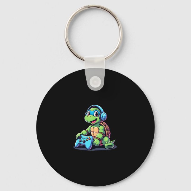 Funny Turtle Gamer Gaming Turtles Video Game (2) Key Ring (Front)