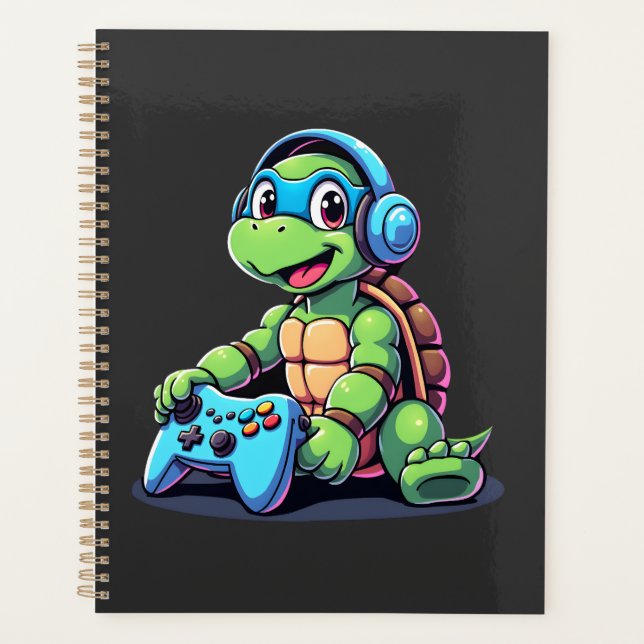 Funny Turtle Gamer Gaming Turtles Video Game (2) Planner (Front)