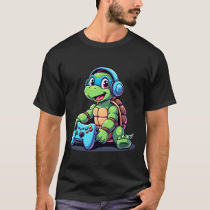 Funny Turtle Gamer Gaming Turtles Video Game (2) T-Shirt