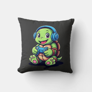 Funny Turtle Gamer Gaming Turtles Video Game (3) Cushion