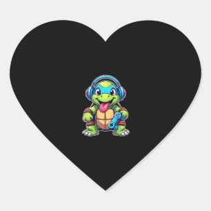Funny Turtle Gamer Gaming Turtles Video Game (4) Heart Sticker
