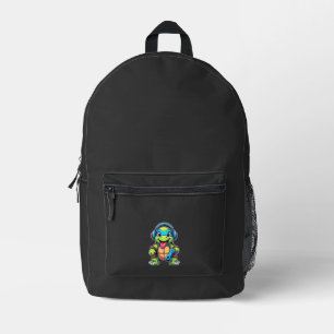 Funny Turtle Gamer Gaming Turtles Video Game (4) Printed Backpack