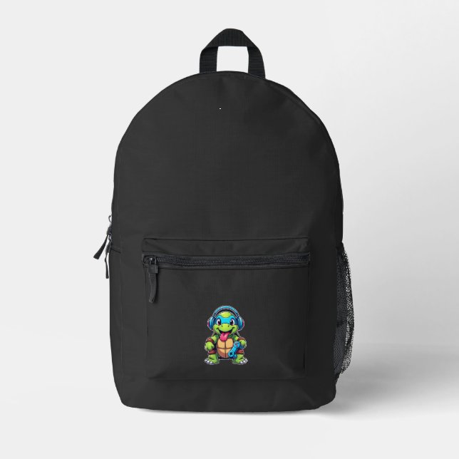 Funny Turtle Gamer Gaming Turtles Video Game (4) Printed Backpack (Front)