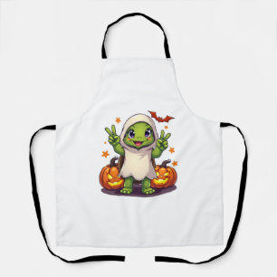 Funny Turtle Ghost Pumpkin Boo Halloween Kids Mens Apron