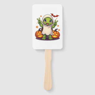 Funny Turtle Ghost Pumpkin Boo Halloween Kids Mens Hand Fan