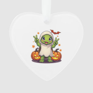 Funny Turtle Ghost Pumpkin Boo Halloween Kids Mens Ornament