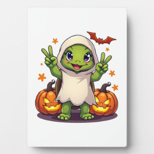 Funny Turtle Ghost Pumpkin Boo Halloween Kids Mens Plaque