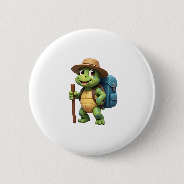 Funny Turtle Hiking Graphic Camping Lover Adventur 6 Cm Round Badge (Front)