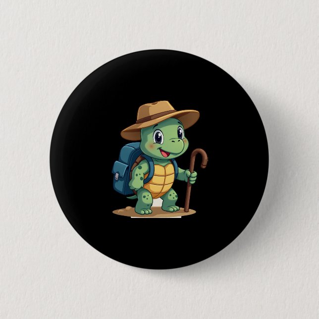 Funny Turtle Hiking Graphic Camping Lover Adventur 6 Cm Round Badge (Front)