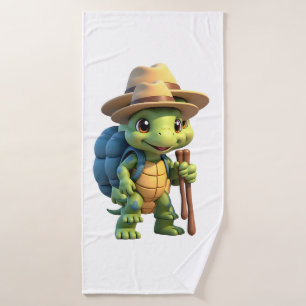 Funny Turtle Hiking Graphic Camping Lover Adventur Bath Towel