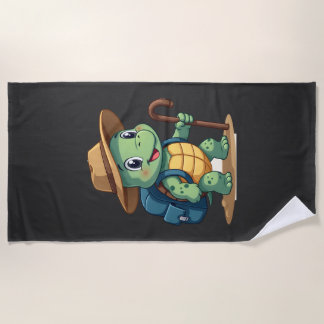 Funny Turtle Hiking Graphic Camping Lover Adventur Beach Towel