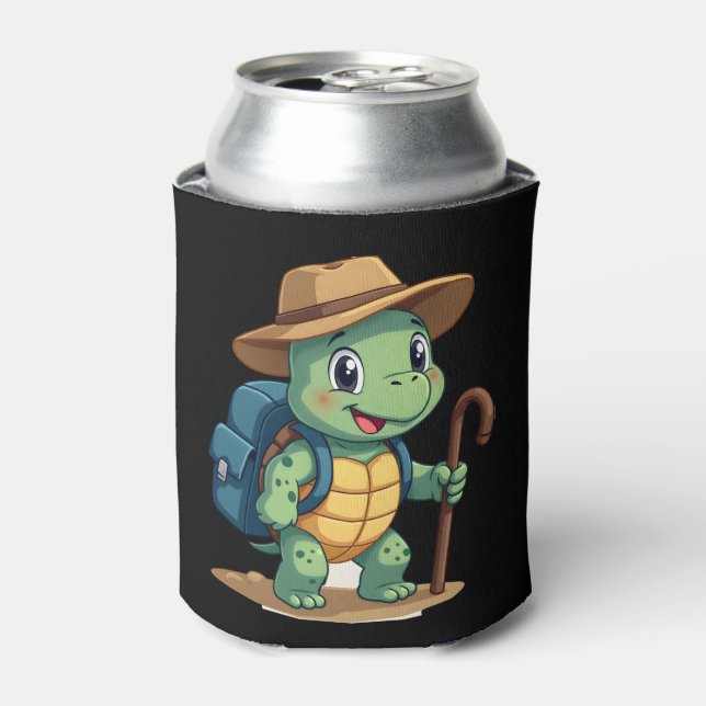 Funny Turtle Hiking Graphic Camping Lover Adventur Can Cooler (Can Front)