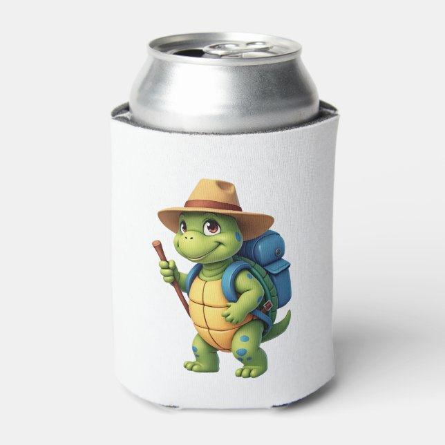 Funny Turtle Hiking Graphic Camping Lover Adventur Can Cooler (Can Front)