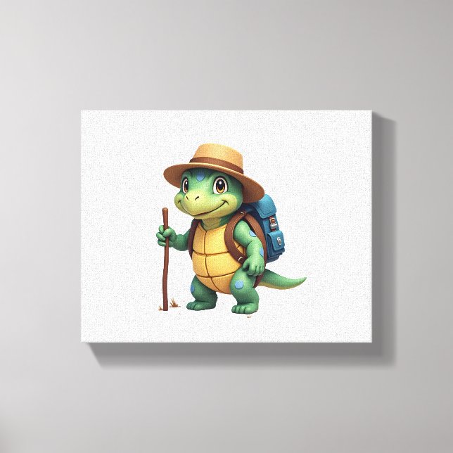 Funny Turtle Hiking Graphic Camping Lover Adventur Canvas Print (Front)