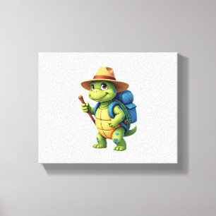Funny Turtle Hiking Graphic Camping Lover Adventur Canvas Print