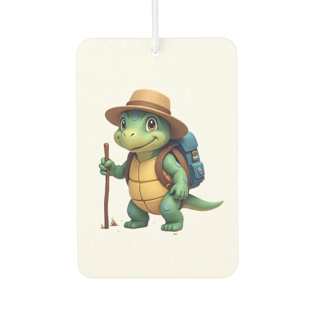 Funny Turtle Hiking Graphic Camping Lover Adventur Car Air Freshener (Front)