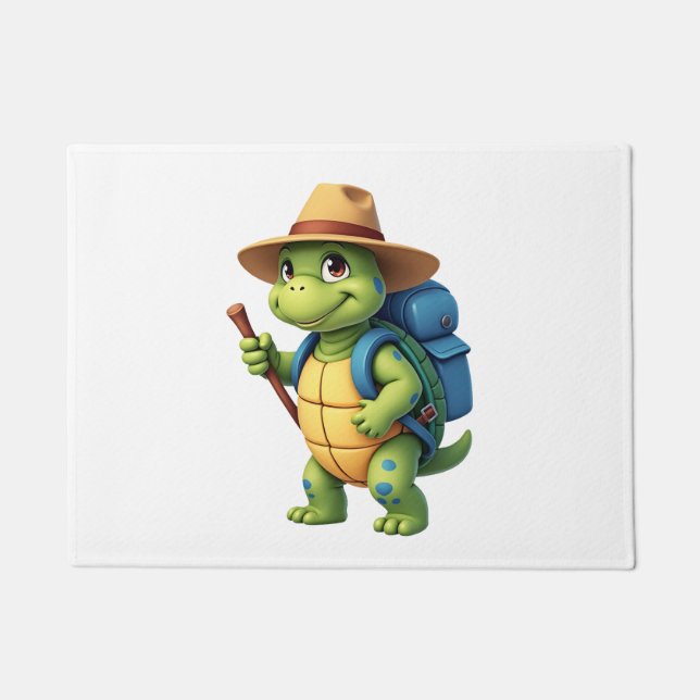 Funny Turtle Hiking Graphic Camping Lover Adventur Doormat (Front)