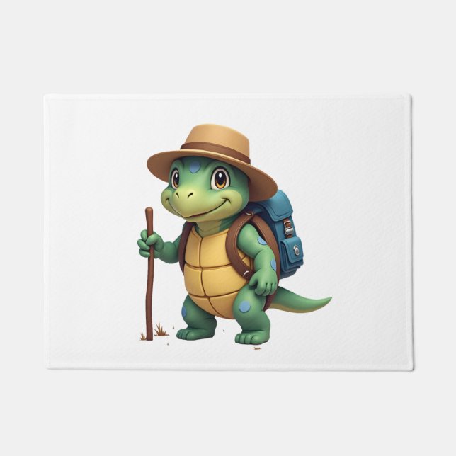 Funny Turtle Hiking Graphic Camping Lover Adventur Doormat (Front)