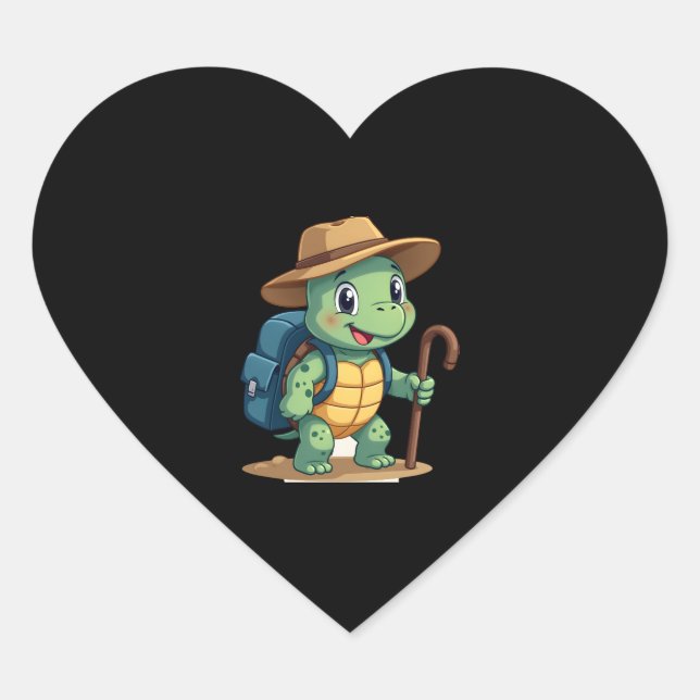 Funny Turtle Hiking Graphic Camping Lover Adventur Heart Sticker (Front)