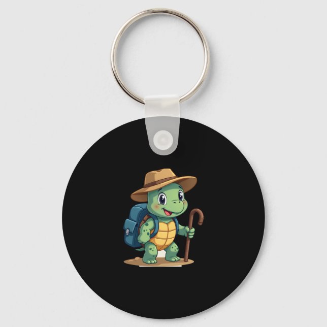 Funny Turtle Hiking Graphic Camping Lover Adventur Key Ring (Front)