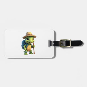 Funny Turtle Hiking Graphic Camping Lover Adventur Luggage Tag