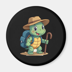 Funny Turtle Hiking Graphic Camping Lover Adventur Magnet