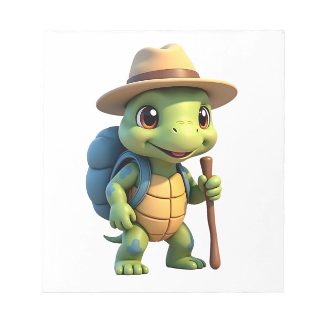 Funny Turtle Hiking Graphic Camping Lover Adventur Notepad (Front)