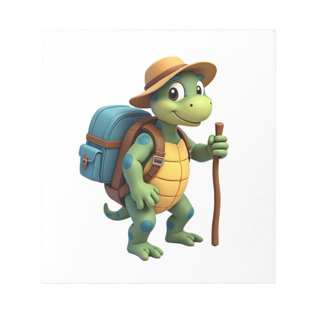 Funny Turtle Hiking Graphic Camping Lover Adventur Notepad (Front)
