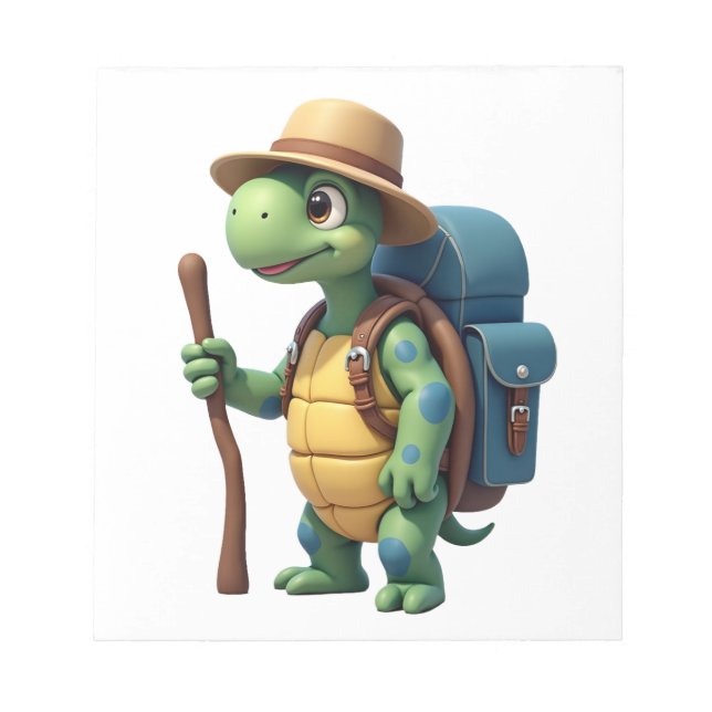 Funny Turtle Hiking Graphic Camping Lover Adventur Notepad (Front)