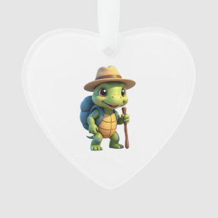 Funny Turtle Hiking Graphic Camping Lover Adventur Ornament