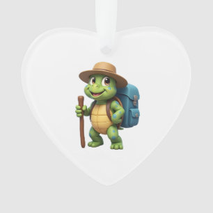 Funny Turtle Hiking Graphic Camping Lover Adventur Ornament