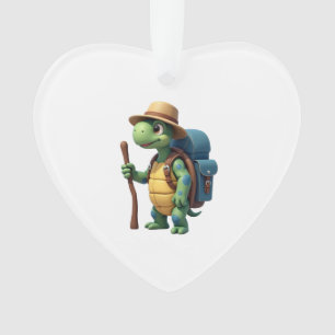 Funny Turtle Hiking Graphic Camping Lover Adventur Ornament
