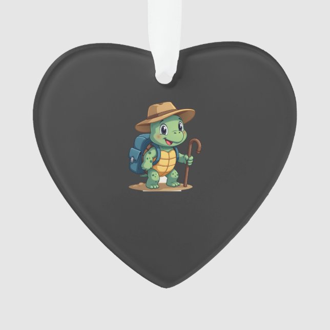 Funny Turtle Hiking Graphic Camping Lover Adventur Ornament (Front)