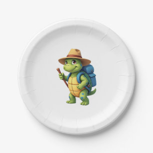 Funny Turtle Hiking Graphic Camping Lover Adventur Paper Plate