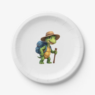 Funny Turtle Hiking Graphic Camping Lover Adventur Paper Plate