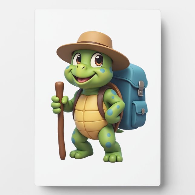 Funny Turtle Hiking Graphic Camping Lover Adventur Plaque (Front)