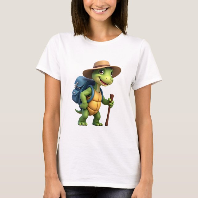 Funny Turtle Hiking Graphic Camping Lover Adventur T-Shirt (Front)