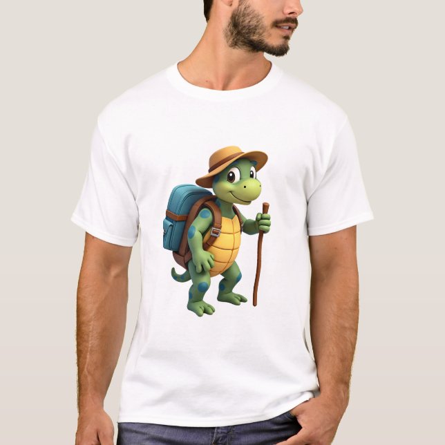 Funny Turtle Hiking Graphic Camping Lover Adventur T-Shirt (Front)