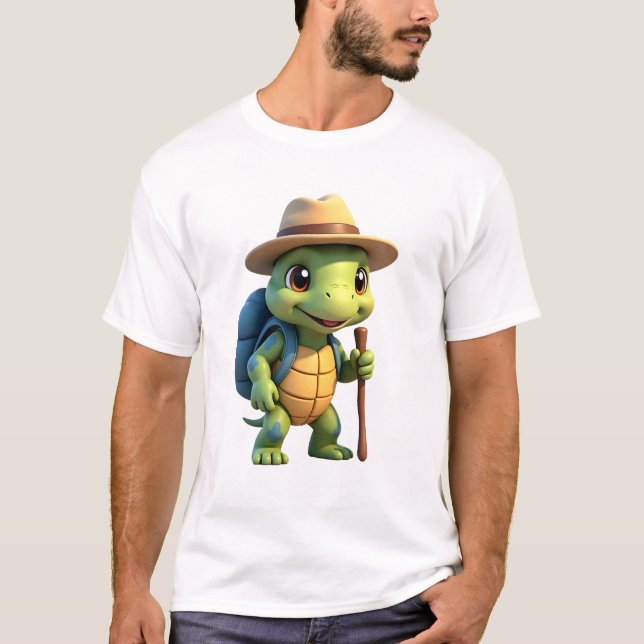 Funny Turtle Hiking Graphic Camping Lover Adventur T-Shirt (Front)