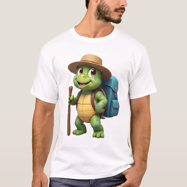 Funny Turtle Hiking Graphic Camping Lover Adventur T-Shirt (Front)