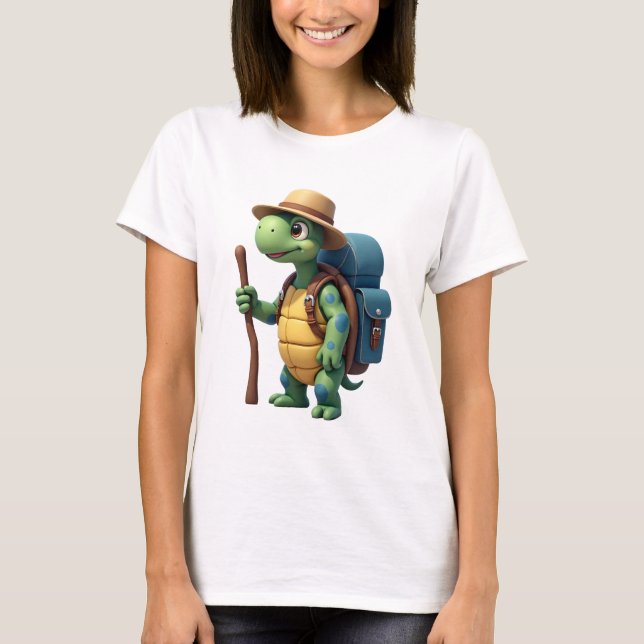 Funny Turtle Hiking Graphic Camping Lover Adventur T-Shirt (Front)