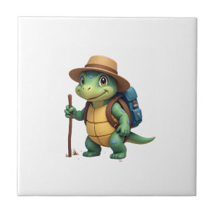 Funny Turtle Hiking Graphic Camping Lover Adventur Tile
