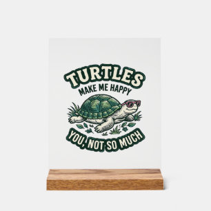 Funny Turtle Make Me Happy Vintage Acrylic Sign